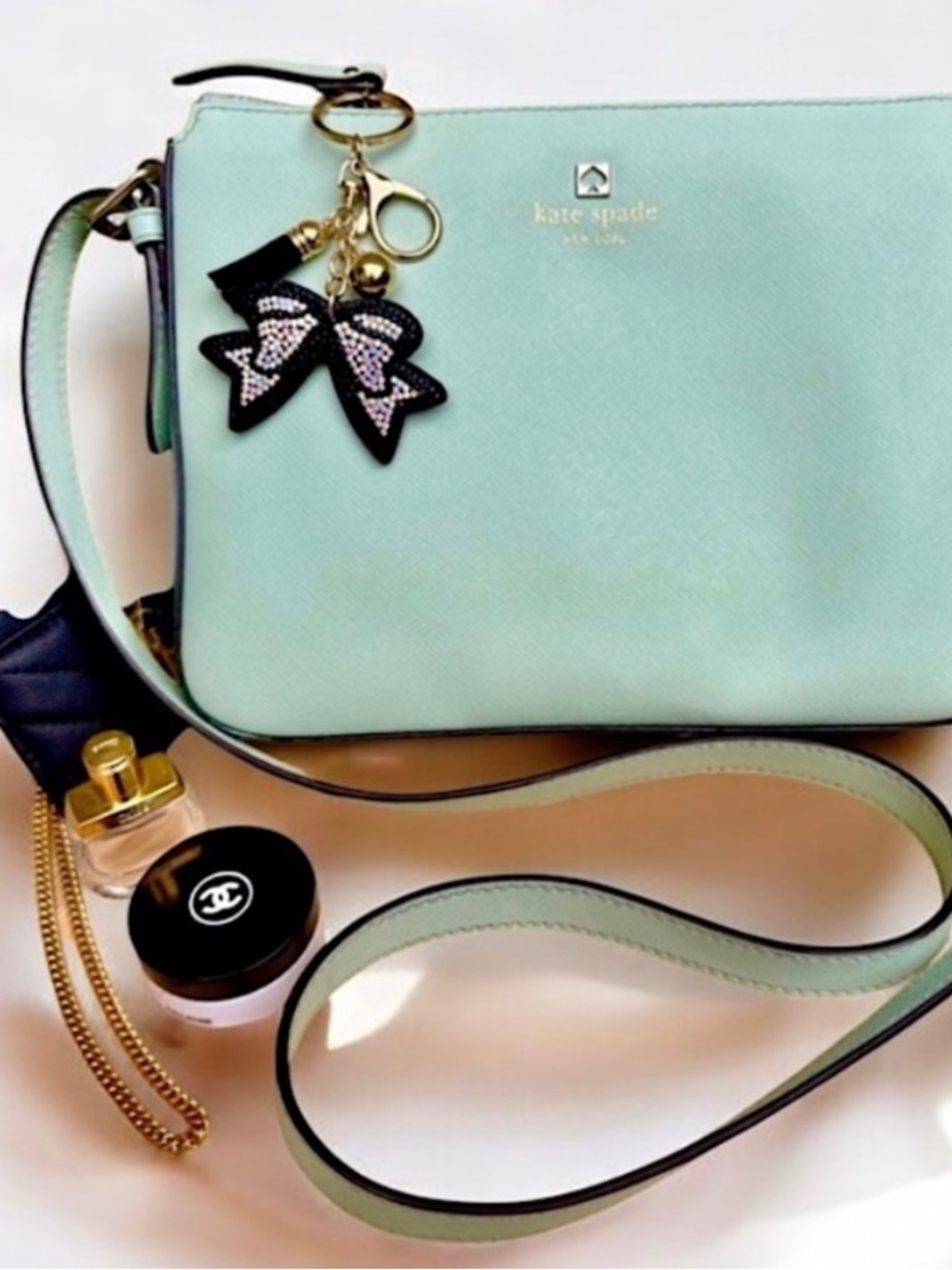 Kate spade mint free bag charm tiffany blue mint green shoulder bag